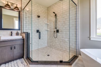 Glass Shower with Frameless Door